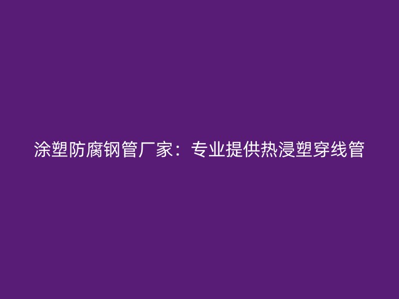 涂塑防腐鋼管廠家：專業(yè)提供熱浸塑穿線管