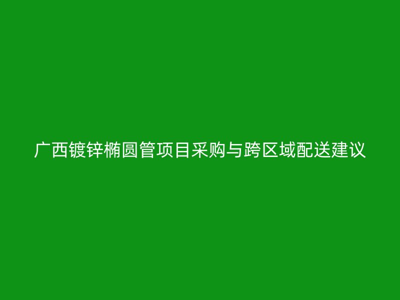 廣西鍍鋅橢圓管項目采購與跨區(qū)域配送建議
