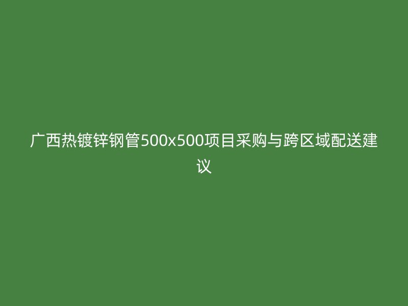 廣西熱鍍鋅鋼管500x500項(xiàng)目采購與跨區(qū)域配送建議