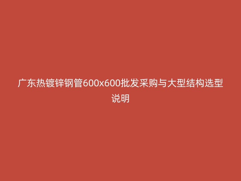 廣東熱鍍鋅鋼管600x600批發(fā)采購與大型結(jié)構(gòu)選型說明