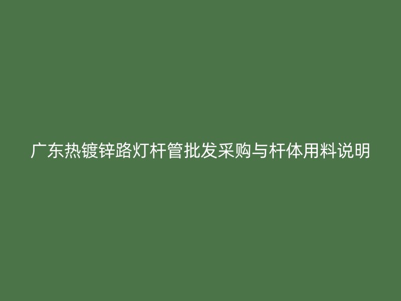 廣東熱鍍鋅路燈桿管批發(fā)采購(gòu)與桿體用料說(shuō)明
