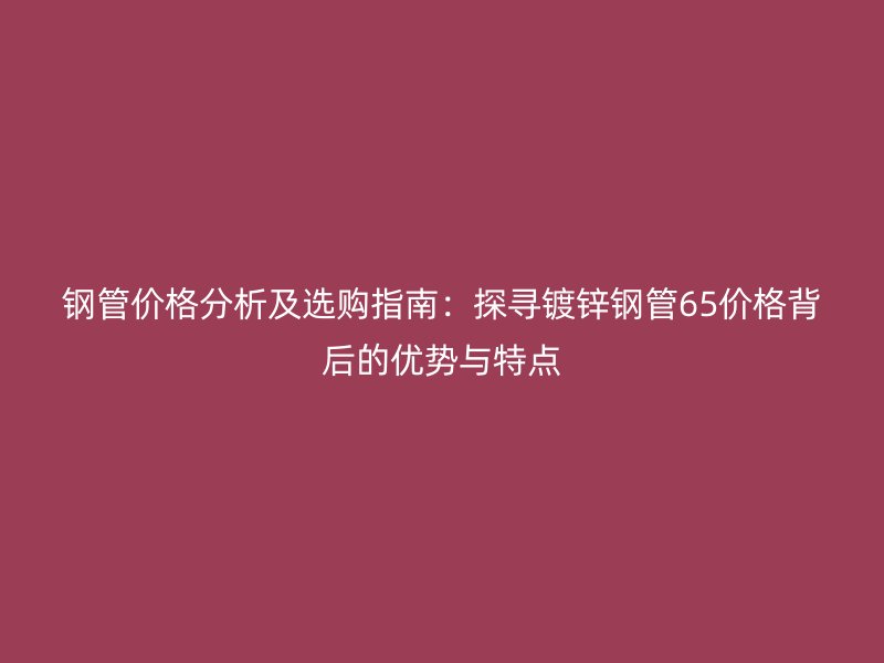 鋼管價(jià)格分析及選購(gòu)指南：探尋鍍鋅鋼管65價(jià)格背后的優(yōu)勢(shì)與特點(diǎn)