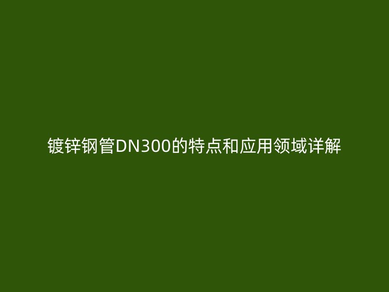 鍍鋅鋼管DN300的特點和應(yīng)用領(lǐng)域詳解